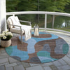Piper Looms Chantille Abstract ACN1867 Brown Machine Washable Area Rug Round Outdoor Lifestyle Image Feature