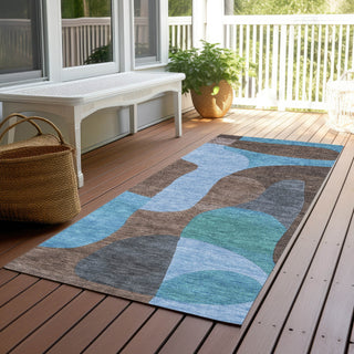 Piper Looms Chantille Abstract ACN1867 Brown Machine Washable Area Rug Runner Outdoor Lifestyle Image Feature
