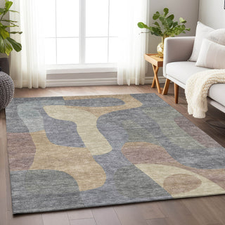 Piper Looms Chantille Abstract ACN1867 Gray Machine Washable Area Rug Lifestyle Image Feature