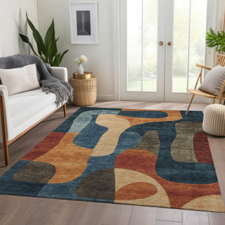 Piper Looms Chantille Abstract ACN1867 Navy Machine Washable Area Rug Lifestyle Image Feature