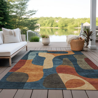 Piper Looms Chantille Abstract ACN1867 Navy Machine Washable Area Rug Outdoor Lifestyle Image Feature