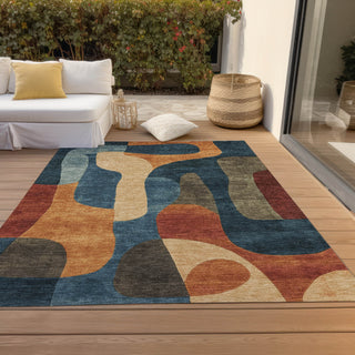 Piper Looms Chantille Abstract ACN1867 Navy Machine Washable Area Rug Outdoor Lifestyle Image Feature