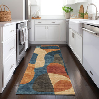 Piper Looms Chantille Abstract ACN1867 Navy Machine Washable Area Rug Runner Lifestyle Image Feature