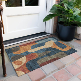Piper Looms Chantille Abstract ACN1867 Navy Machine Washable Area Rug Scatter Outdoor Lifestyle Image Feature