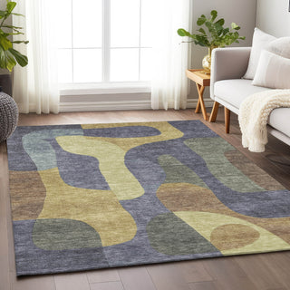 Piper Looms Chantille Abstract ACN1867 Purple Machine Washable Area Rug Lifestyle Image Feature