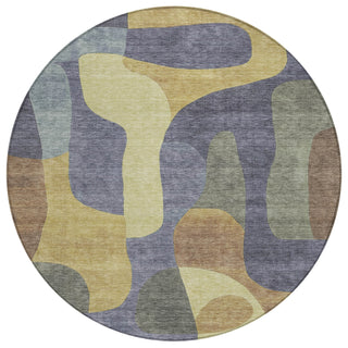 Piper Looms Chantille Abstract ACN1867 Purple Machine Washable Area Rug Round Main Image