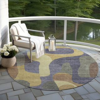 Piper Looms Chantille Abstract ACN1867 Purple Machine Washable Area Rug Round Outdoor Lifestyle Image Feature