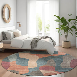 Piper Looms Chantille Abstract ACN1867 Sage Machine Washable Area Rug Round Lifestyle Image Feature