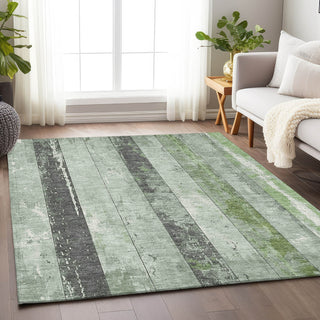 Piper Looms Chantille Stripes ACN1868 Aloe Machine Washable Area Rug Lifestyle Image Feature
