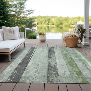 Piper Looms Chantille Stripes ACN1868 Aloe Machine Washable Area Rug Outdoor Lifestyle Image Feature