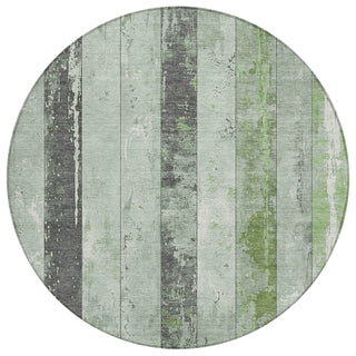 Piper Looms Chantille Stripes ACN1868 Aloe Machine Washable Area Rug Round Main Image