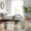 Piper Looms Chantille Stripes ACN1868 Beige Machine Washable Area Rug Round Lifestyle Image Feature