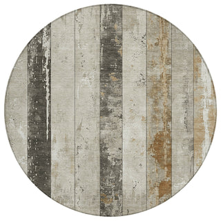 Piper Looms Chantille Stripes ACN1868 Beige Machine Washable Area Rug Round Main Image