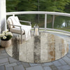 Piper Looms Chantille Stripes ACN1868 Beige Machine Washable Area Rug Round Outdoor Lifestyle Image Feature