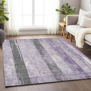 Piper Looms Chantille Stripes ACN1868 Lavender Machine Washable Area Rug Lifestyle Image Feature