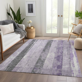 Piper Looms Chantille Stripes ACN1868 Lavender Machine Washable Area Rug Lifestyle Image Feature