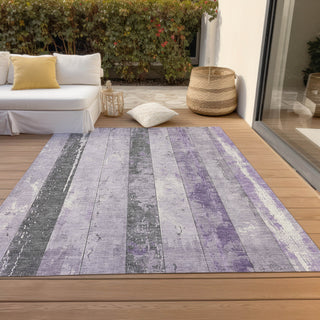 Piper Looms Chantille Stripes ACN1868 Lavender Machine Washable Area Rug Outdoor Lifestyle Image Feature