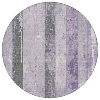 Piper Looms Chantille Stripes ACN1868 Lavender Machine Washable Area Rug Round Main Image