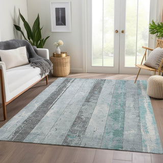 Piper Looms Chantille Stripes ACN1868 Seafoam Machine Washable Area Rug Lifestyle Image Feature