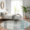 Piper Looms Chantille Stripes ACN1868 Seafoam Machine Washable Area Rug Round Lifestyle Image Feature