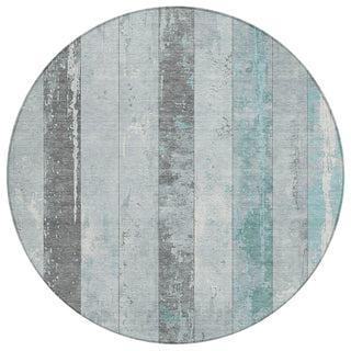 Piper Looms Chantille Stripes ACN1868 Seafoam Machine Washable Area Rug Round Main Image