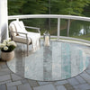 Piper Looms Chantille Stripes ACN1868 Seafoam Machine Washable Area Rug Round Outdoor Lifestyle Image Feature