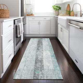Piper Looms Chantille Stripes ACN1868 Seafoam Machine Washable Area Rug Runner Lifestyle Image Feature