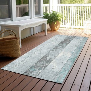 Piper Looms Chantille Stripes ACN1868 Seafoam Machine Washable Area Rug Runner Outdoor Lifestyle Image Feature
