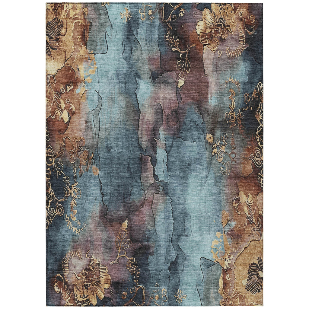 Piper Looms Chantille Floral ACN1869 Blue Machine Washable Area Rug main image