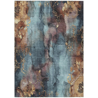 Piper Looms Chantille Floral ACN1869 Blue Machine Washable Area Rug main image