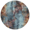 Piper Looms Chantille Floral ACN1869 Blue Machine Washable Area Rug Round Main Image
