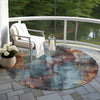 Piper Looms Chantille Floral ACN1869 Blue Machine Washable Area Rug Round Outdoor Lifestyle Image Feature