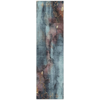 Piper Looms Chantille Floral ACN1869 Blue Machine Washable Area Rug Runner Main Image