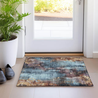 Piper Looms Chantille Floral ACN1869 Blue Machine Washable Area Rug Scatter Lifestyle Image Feature