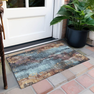 Piper Looms Chantille Floral ACN1869 Blue Machine Washable Area Rug Scatter Outdoor Lifestyle Image Feature