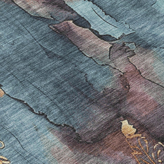 Piper Looms Chantille Floral ACN1869 Blue Machine Washable Area Rug Swatch Image