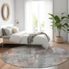 Piper Looms Chantille Floral ACN1869 Gray Machine Washable Area Rug Round Lifestyle Image Feature