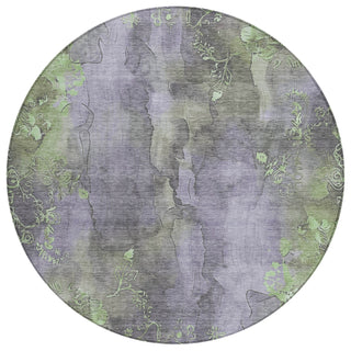 Piper Looms Chantille Floral ACN1869 Lavender Machine Washable Area Rug Round Main Image