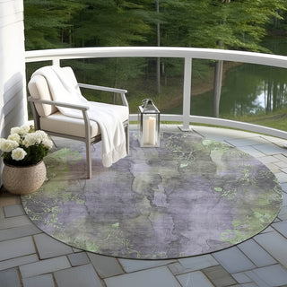 Piper Looms Chantille Floral ACN1869 Lavender Machine Washable Area Rug Round Outdoor Lifestyle Image Feature