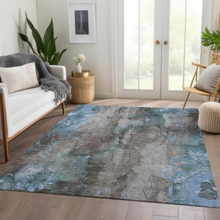 Piper Looms Chantille Floral ACN1869 Taupe Machine Washable Area Rug Lifestyle Image Feature