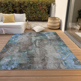 Piper Looms Chantille Floral ACN1869 Taupe Machine Washable Area Rug Outdoor Lifestyle Image Feature
