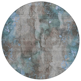 Piper Looms Chantille Floral ACN1869 Taupe Machine Washable Area Rug Round Main Image