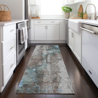 Piper Looms Chantille Floral ACN1869 Taupe Machine Washable Area Rug Runner Lifestyle Image Feature