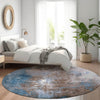 Piper Looms Chantille Abstract ACN1870 Brown Machine Washable Area Rug Round Lifestyle Image Feature