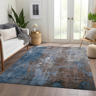 Piper Looms Chantille Abstract ACN1870 Coffee Machine Washable Area Rug Lifestyle Image Feature