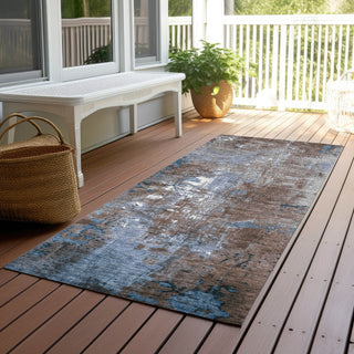 Piper Looms Chantille Abstract ACN1870 Coffee Machine Washable Area Rug Runner Outdoor Lifestyle Image Feature