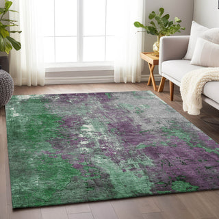 Piper Looms Chantille Abstract ACN1870 Emerald Machine Washable Area Rug Lifestyle Image Feature