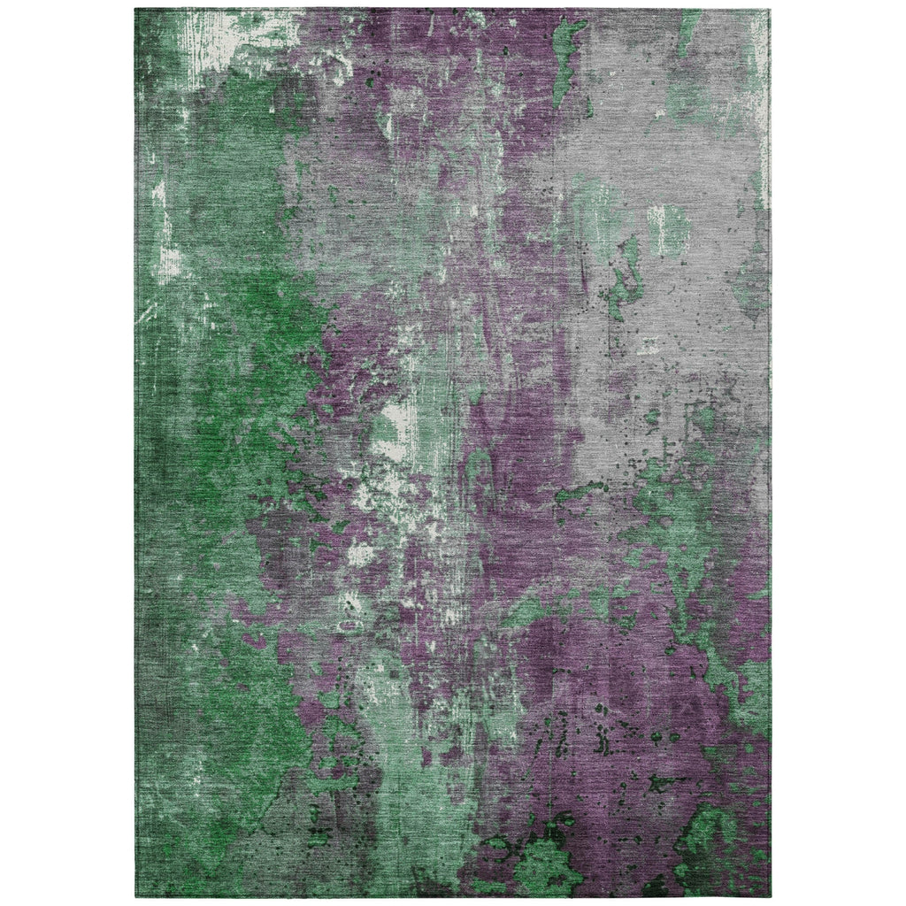 Piper Looms Chantille Abstract ACN1870 Emerald Machine Washable Area Rug main image