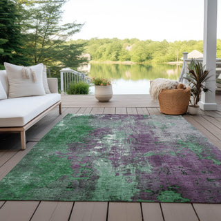 Piper Looms Chantille Abstract ACN1870 Emerald Machine Washable Area Rug Outdoor Lifestyle Image Feature