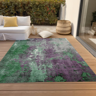 Piper Looms Chantille Abstract ACN1870 Emerald Machine Washable Area Rug Outdoor Lifestyle Image Feature
